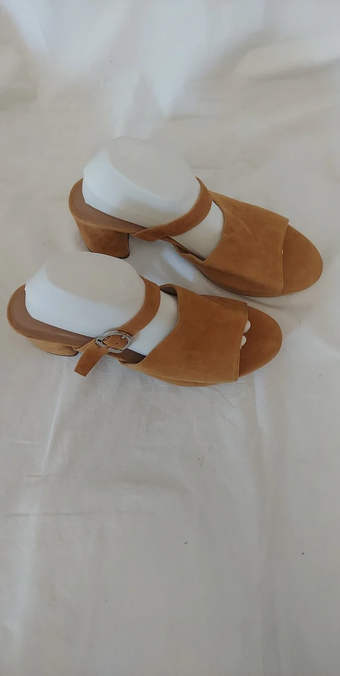 Aerosoles Cosmic Sandal Tan Genuine Suede Womens Size 11 Heel 3